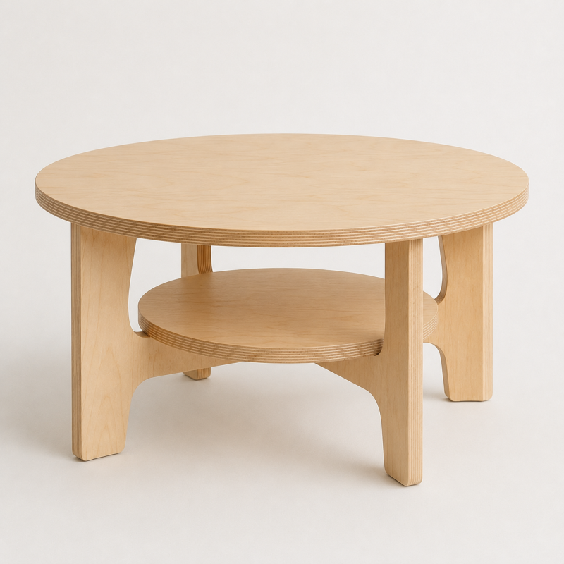 Okrągły stolik do salonu z półką Otta | Polski design